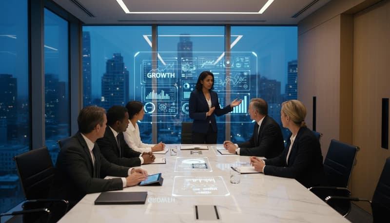 Consultant reviewing business strategy with a client